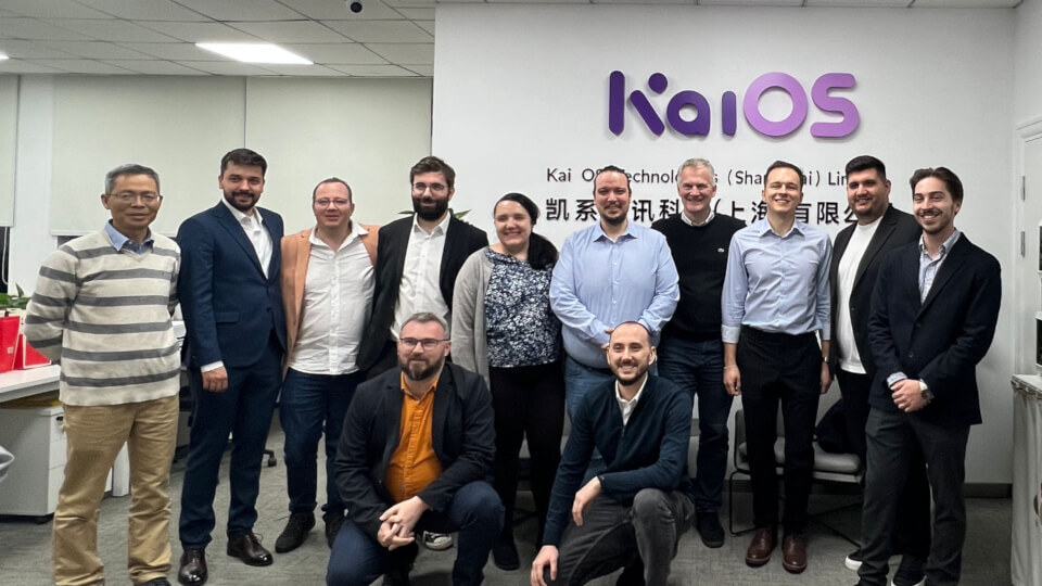 Text reading “Interledger Engineers with KaiOS CEO and CTO at the Shanghai KaiOS office group picture”.